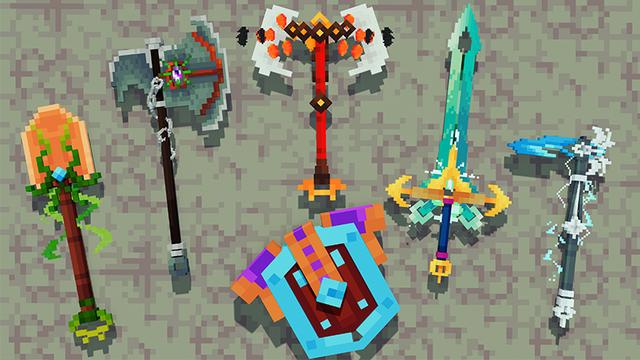 Screenshot of the Minecraft Bedrock Marketplace product 3D Weapons Texture Pack created by Heropixel Games.