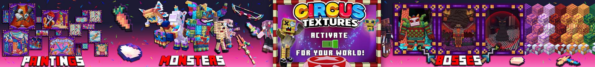 Panorama of the Minecraft Bedrock Marketplace product Circus Textures created by HeroPixels.