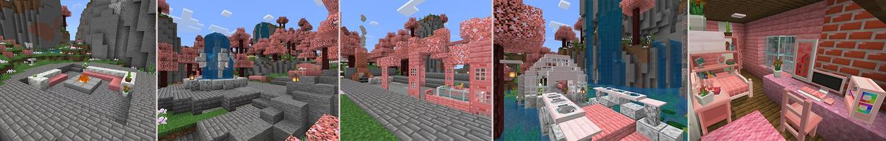 Panorama of the Minecraft Bedrock Marketplace product Maison mignonne et douillette created by Heropixel Games.