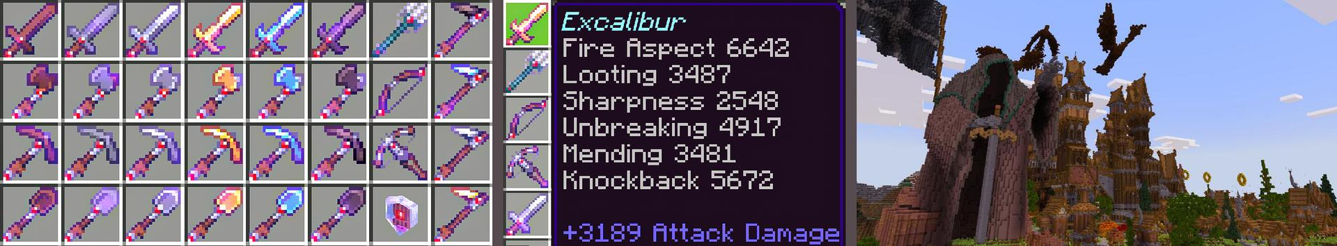 Panorama of the Minecraft Bedrock Marketplace product Hacker Excalibur created by HeroPixels.