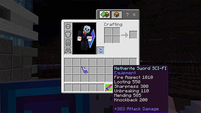 Screenshot of the Minecraft Bedrock Marketplace product Hacker-Waffen SCI-FI created by Heropixel Games.