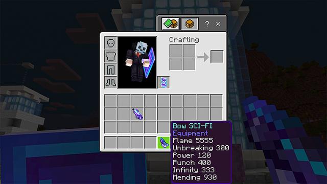 Screenshot of the Minecraft Bedrock Marketplace product Hacker-Waffen SCI-FI created by Heropixel Games.