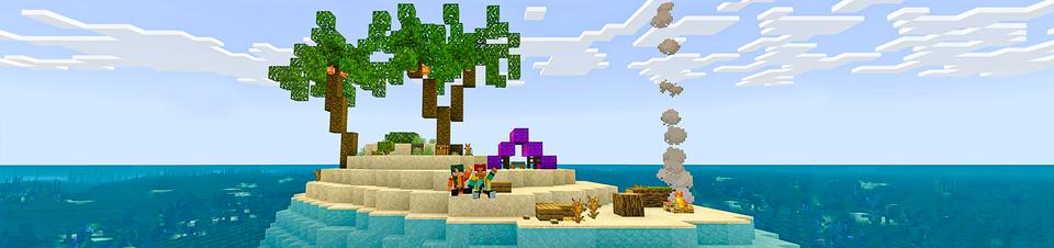 Panorama of the Minecraft Bedrock Marketplace product Island Survival created by Heropixel Games.