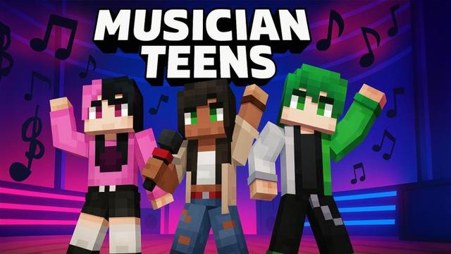 Thumbnail of the Minecraft Bedrock Marketplace product Musician Teens created by Heropixel Games.