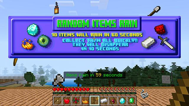 Screenshot of the Minecraft Bedrock Marketplace product Items aléatoires Rain created by Heropixel Games.