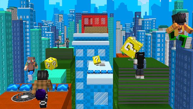 Screenshot of the Minecraft Bedrock Marketplace product Rooftop Parkour created by Heropixel Games.