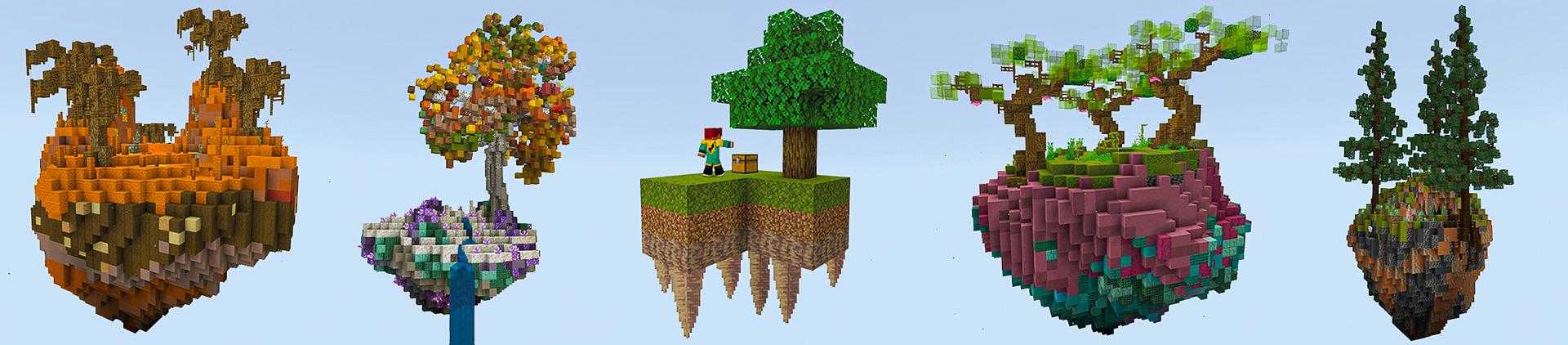 Panorama of the Minecraft Bedrock Marketplace product Skyblock: Caves created by Heropixel Games.