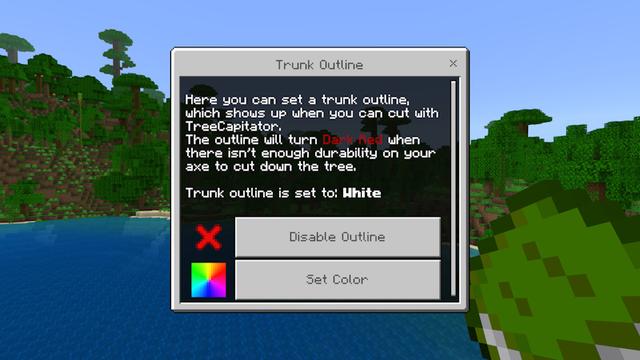 Screenshot of the Minecraft Bedrock Marketplace product Add-Ons TreeCapitator created by Hielke Maps.