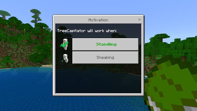 Screenshot of the Minecraft Bedrock Marketplace product Add-Ons TreeCapitator created by Hielke Maps.