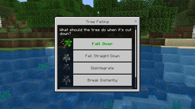 Screenshot of the Minecraft Bedrock Marketplace product TreeCapitator Add-On created by Hielke Maps.