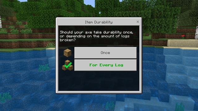 Screenshot of the Minecraft Bedrock Marketplace product TreeCapitator Add-On created by Hielke Maps.