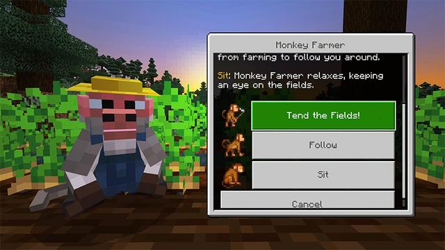 Screenshot of the Minecraft Bedrock Marketplace product Monkeys! Add-On created by Hog5kull.