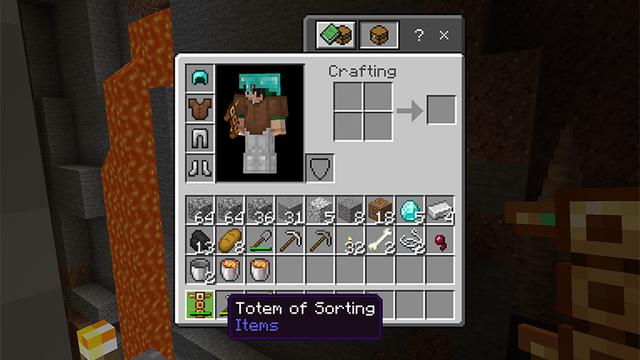 Screenshot of the Minecraft Bedrock Marketplace product Sort Your Inventory Add-On created by Hog5kull.