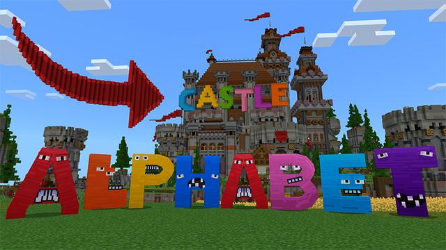 Screenshot of the Minecraft Bedrock Marketplace product Alphabet created by Honeyfrost.