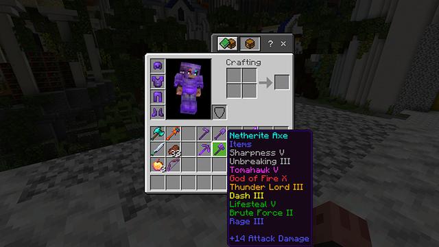 Screenshot of the Minecraft Bedrock Marketplace product Custom Enchants created by Honeyfrost.
