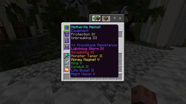 Screenshot of the Minecraft Bedrock Marketplace product Custom Enchants created by Honeyfrost.