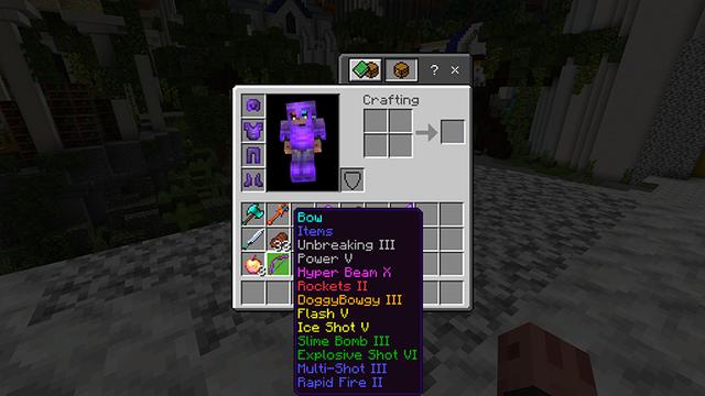Screenshot of the Minecraft Bedrock Marketplace product Custom Enchants created by Honeyfrost.