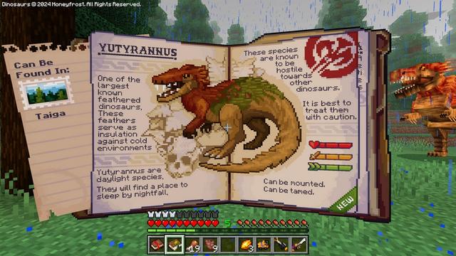 Screenshot of the Minecraft Bedrock Marketplace product Dinosaurs Add-On created by Honeyfrost.