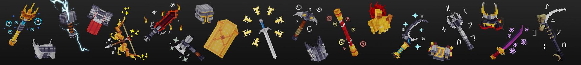 Panorama of the Minecraft Bedrock Marketplace product Legendary Weapons created by Honeyfrost.