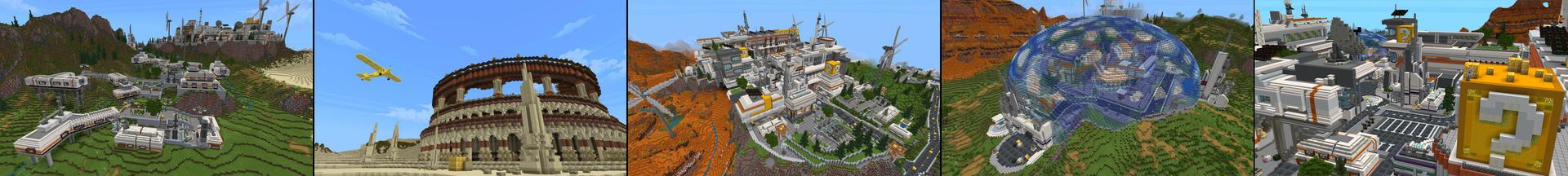 Panorama of the Minecraft Bedrock Marketplace product Lucky Blocks created by Honeyfrost.