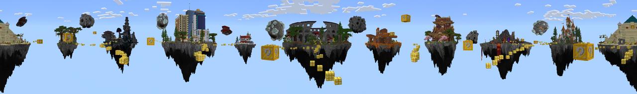 Panorama of the Minecraft Bedrock Marketplace product One Block [?] created by Honeyfrost.