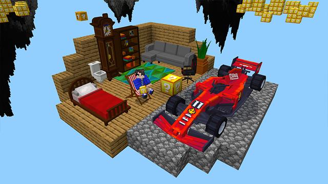 Screenshot of the Minecraft Bedrock Marketplace product One Block [?] created by Honeyfrost.
