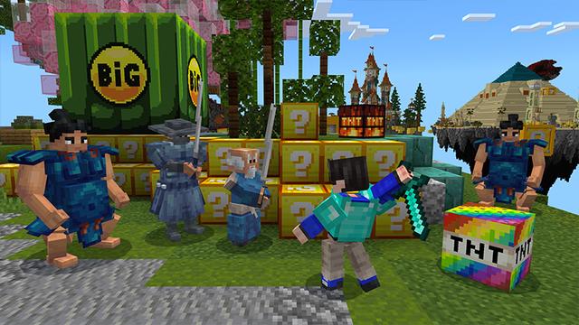Screenshot of the Minecraft Bedrock Marketplace product One Block [?] created by Honeyfrost.