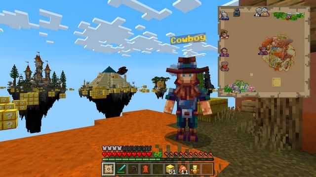 Screenshot of the Minecraft Bedrock Marketplace product One Block [?] created by Honeyfrost.