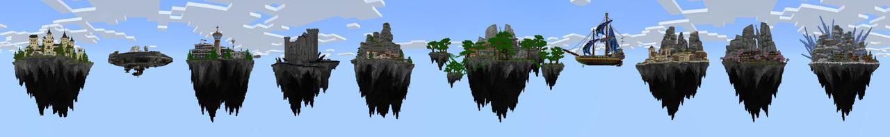 Panorama of the Minecraft Bedrock Marketplace product One Block Sky Block [?] created by Honeyfrost.