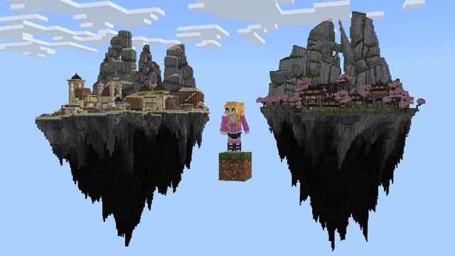 Screenshot of the Minecraft Bedrock Marketplace product One Block Sky Block [?] created by Honeyfrost.