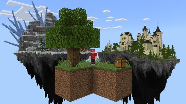 Screenshot of the Minecraft Bedrock Marketplace product One Block Sky Block [?] created by Honeyfrost.