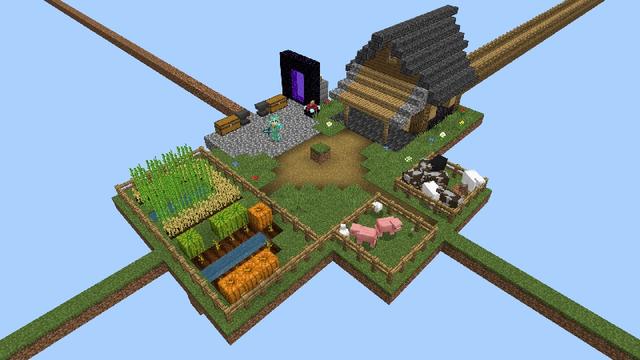 Screenshot of the Minecraft Bedrock Marketplace product One Block Sky Block [?] created by Honeyfrost.