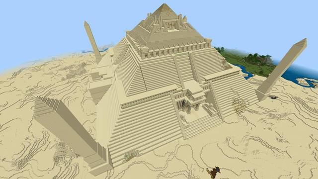 Screenshot of the Minecraft Bedrock Marketplace product Pyramid Base created by Honeyfrost.