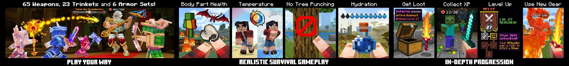 Panorama of the Minecraft Bedrock Marketplace product RLCraft Bedrock Edition created by Honeyfrost.