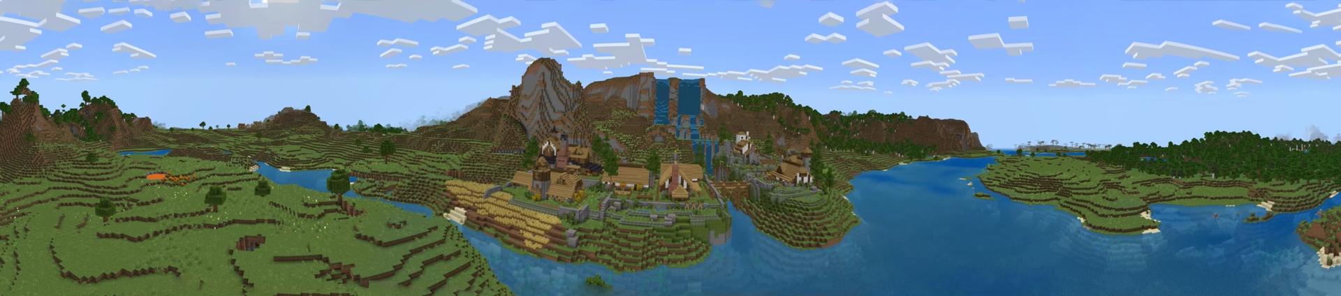 Panorama of the Minecraft Bedrock Marketplace product Secret Waterfall Base created by Honeyfrost.