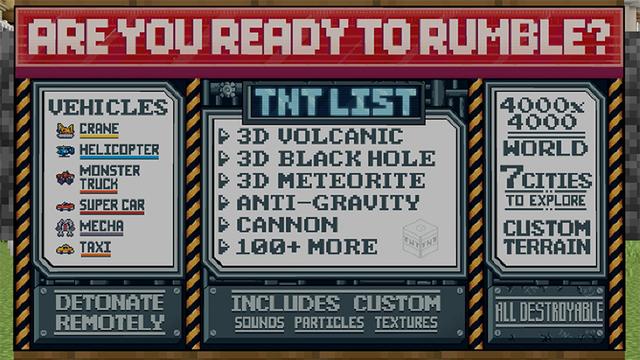 Screenshot of the Minecraft Bedrock Marketplace product TNT created by Honeyfrost.