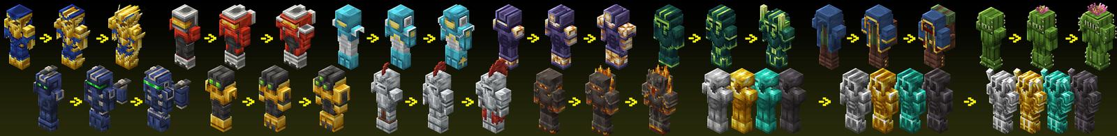 Panorama of the Minecraft Bedrock Marketplace product Armor Evolve Add-On created by HorizonBlocks.