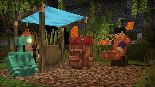Screenshot of the Minecraft Bedrock Marketplace product Camping Backpack Add-On created by HorizonBlocks.