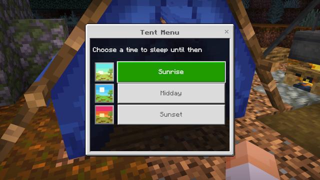 Screenshot of the Minecraft Bedrock Marketplace product Camping Backpack Add-On created by HorizonBlocks.