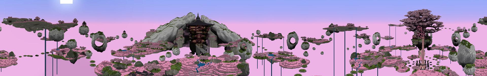 Panorama of the Minecraft Bedrock Marketplace product Cherry Blossom Dimension created by HorizonBlocks.