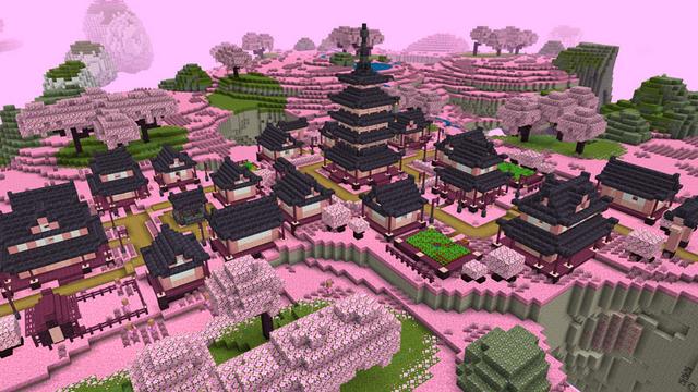 Screenshot of the Minecraft Bedrock Marketplace product Cherry Blossom Dimension created by HorizonBlocks.