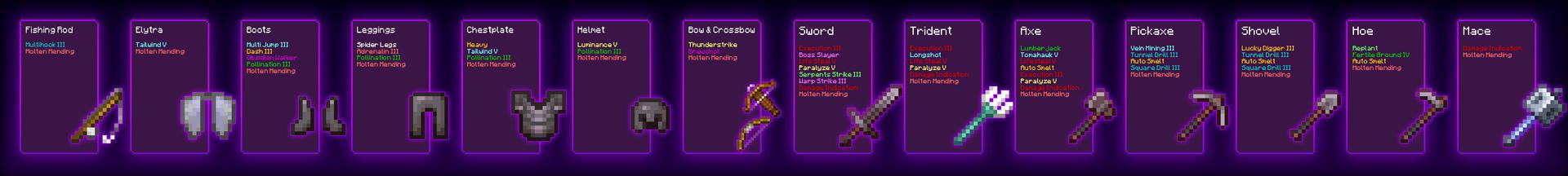 Panorama of the Minecraft Bedrock Marketplace product Enchantments Add-On created by HorizonBlocks.