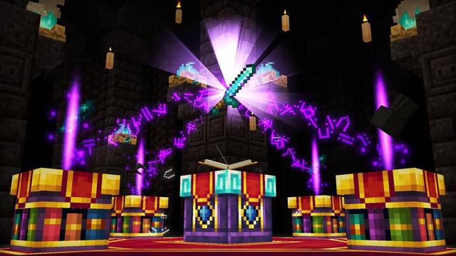 Screenshot of the Minecraft Bedrock Marketplace product Enchantments Add-On created by HorizonBlocks.