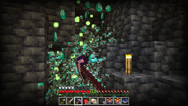 Screenshot of the Minecraft Bedrock Marketplace product Enchantments Add-On created by HorizonBlocks.