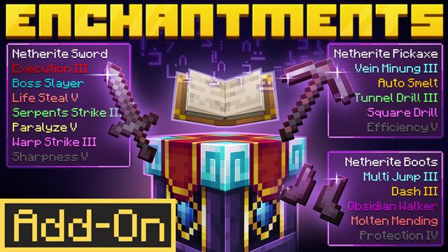 Thumbnail of the Minecraft Bedrock Marketplace product Enchantments Add-On created by HorizonBlocks.