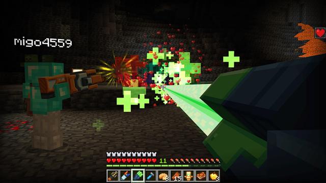 Screenshot of the Minecraft Bedrock Marketplace product Laser Blasters Add-On created by HorizonBlocks.