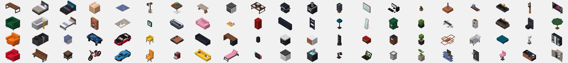 Panorama of the Minecraft Bedrock Marketplace product Millionaires Furniture created by HorizonBlocks.