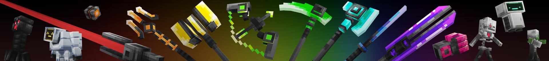 Panorama of the Minecraft Bedrock Marketplace product Rainbow Weapons created by HorizonBlocks.