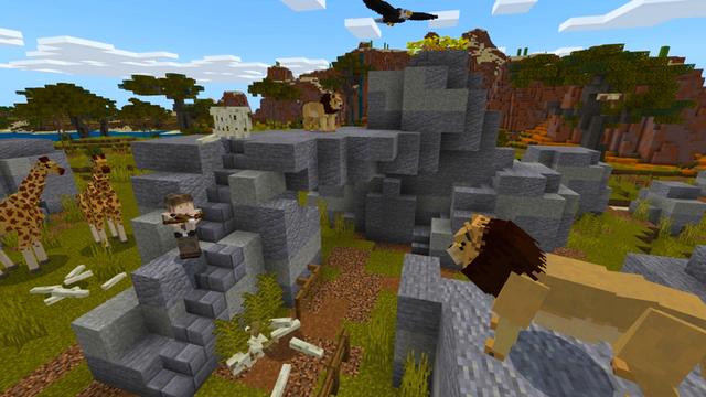 Screenshot of the Minecraft Bedrock Marketplace product Safari Island created by HorizonBlocks.