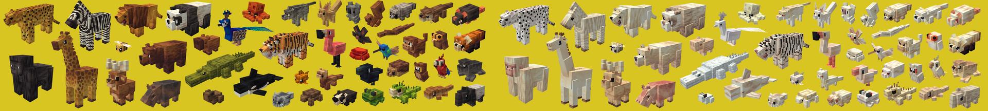 Panorama of the Minecraft Bedrock Marketplace product Albino Animals created by Hourglass Studios.
